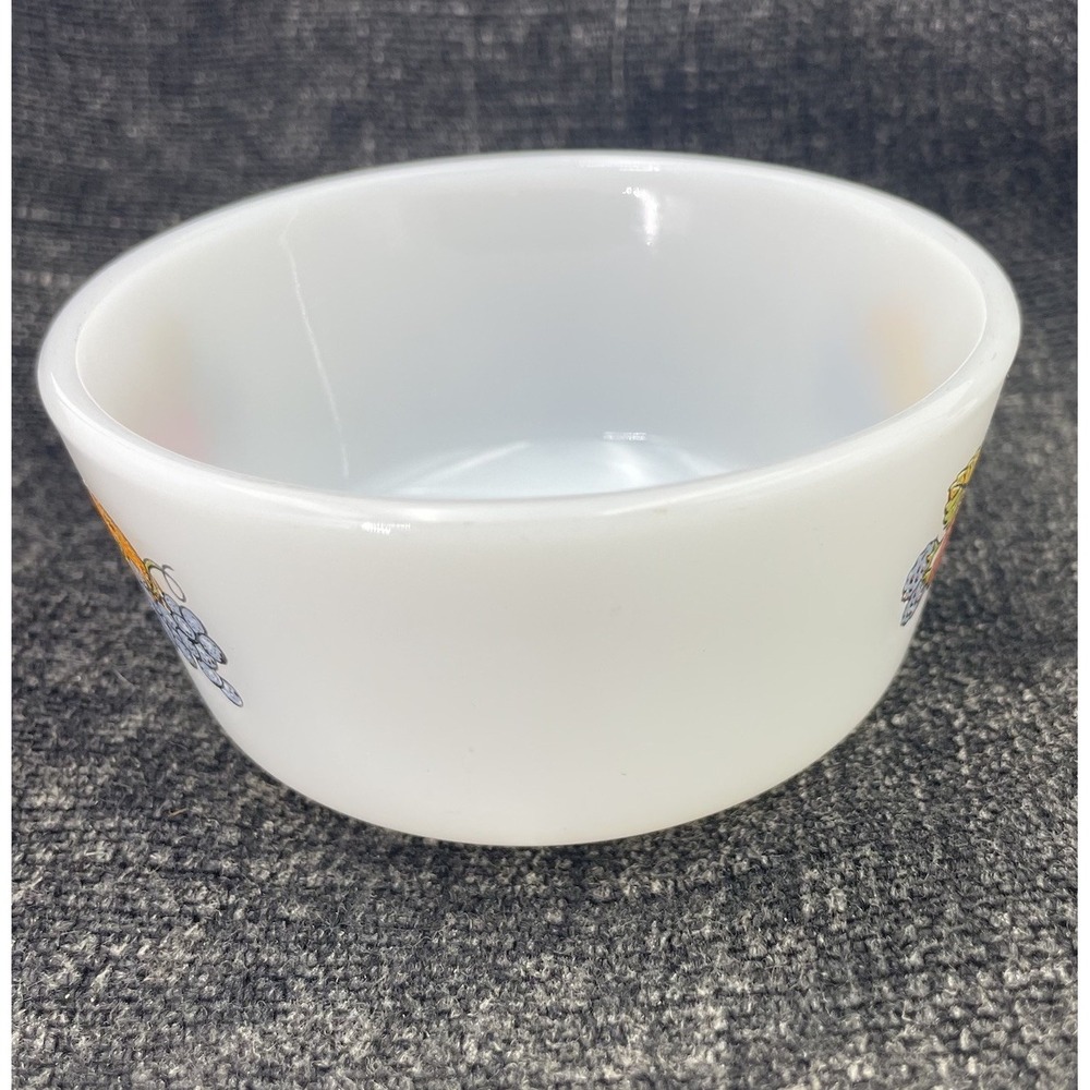 Vintage Anchor Hocking Fire King 6oz White Custard Cup Bounty Fruit Pattern #434 - Picture 4 of 10